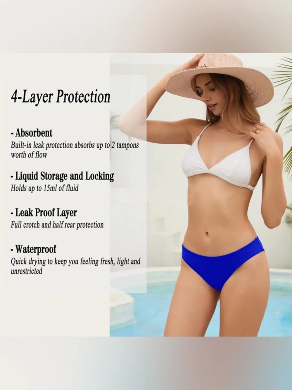 💙🤍NWT Leoparts Period Swimwear Leakproof Bikini Bottoms Low Rise Swimuit Medium